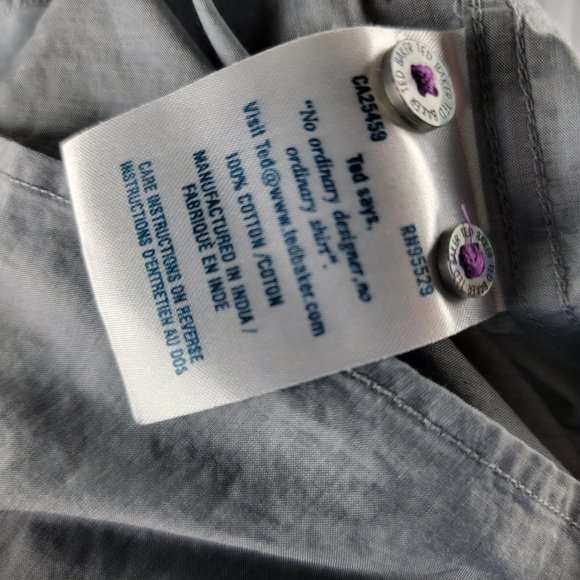 Ted Baker London Shirt Mens 6 XL Blue Button Front Solid Cotton Flip Cuff L/S - Picture 8 of 8